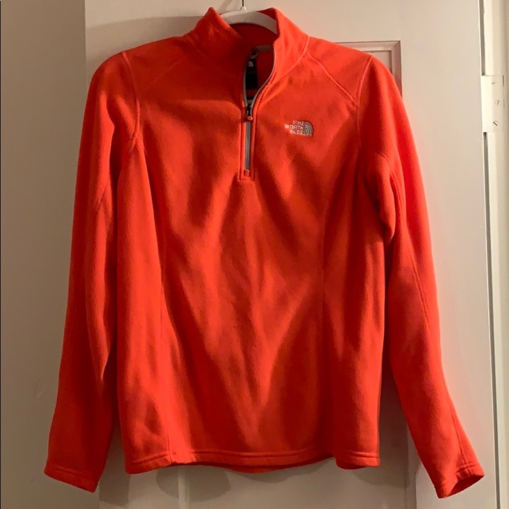 Fleece salmon colored quarter zip.